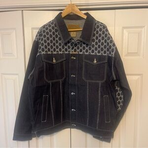 VINTAGE GENUINE COLLECTION Y2K DENIM JACKET BLue And White MENS SIZE XL